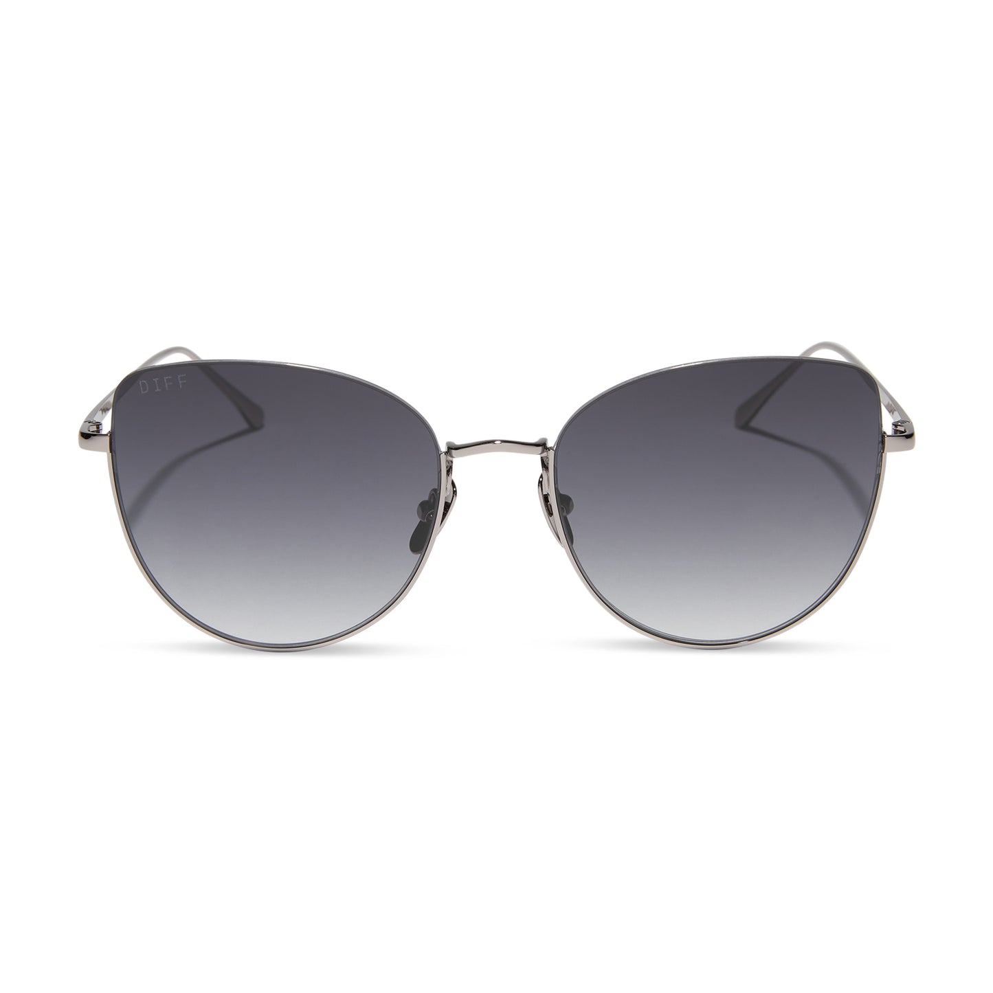 diff eyewear wholesale kinsley round sunglasses with a gunmetal silver frame and grey gradient lenses front view