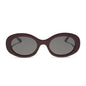 diff eyewear featuring the lainey oval sunglasses with a dark cherry lacquer frame and grey lenses front view