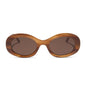diff eyewear featuring the lainey oval sunglasses with a tawny brown tortoise frame and brown lenses front view