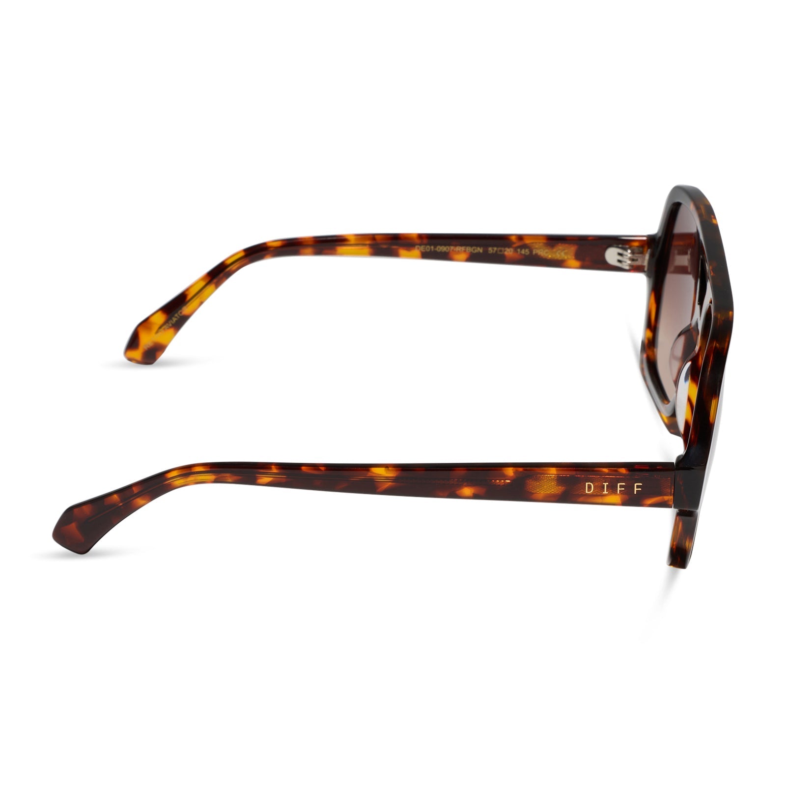 diff eyewear featuring the layton navigator sunglasses with a rich tortoise acetate frame and brown gradient lenses side view