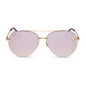 diff eyewear lenox aviator sunglasses with a brushed gold frame and cherry blossom mirror lenses front view