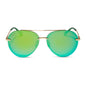 diff eyewear lenox aviator sunglasses with a gold metal frame, green temple tips and  green mirror polarized lenses front view