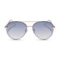 diff eyewear featuring the lenox xs aviator sunglasses with a champagne gold (light gold) frame and blue slate gradient with silver flash lenses front view