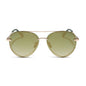 diff eyewear featuring the lenox xs aviator sunglasses with a gold metal frame and aloe green gradient with light gold flash polarized lenses front view