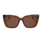 diff eyewear featuring the lizzy cat eye sunglasses with a whiskey + torino tortoise frame and brown lenses front view