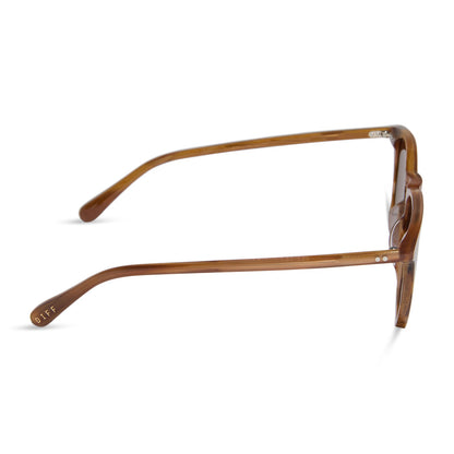 diff eyewear featuring the maxwell xl square sunglasses with a longhorn brown frame and brown polarized lenses side view