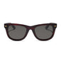 diff eyewear mercer square sunglasses with a redwood acetate frame and grey polarized lenses front view