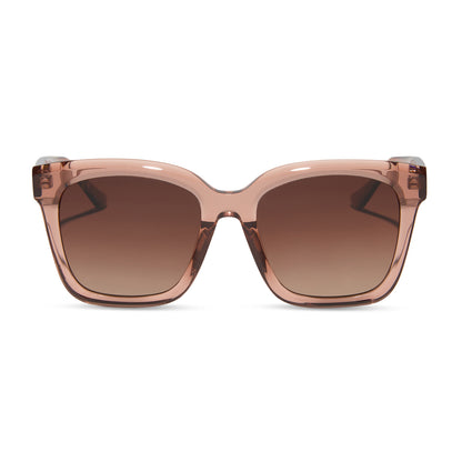 diff eyewear wholesale meredith square sunglasses with a cafe ole brown frame and brown gradient lenses front view