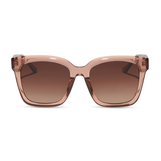 diff eyewear wholesale meredith square sunglasses with a cafe ole brown frame and brown gradient lenses front view