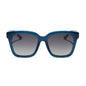 diff eyewear featuring the meredith square  oversized sunglasses with a clubhouse blue acetate frame and grey gradient polarized lenses front view