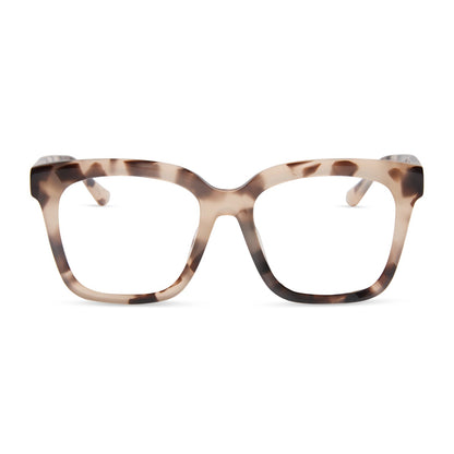 diff eyewear featuring the meredith square prescription glasses with a cream tortoise frame front view