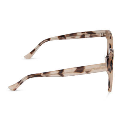 diff eyewear featuring the meredith square prescription glasses with a cream tortoise frame side view