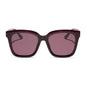 diff eyewear featuring the meredith square sunglasses with a dark cherry lacquer frame and dark cherry polarized lenses front view