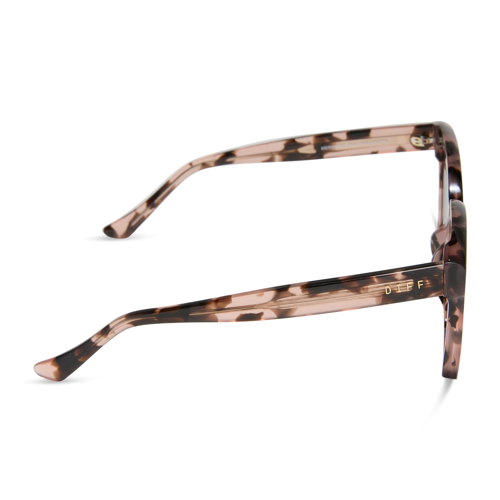 diff eyewear meredith square sunglasses himalayan tortoise & light pink mirror side view