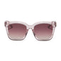 diff eyewear wholesale meredith square sunglasses with a light pink crystal frame and wine gradient lenses front view