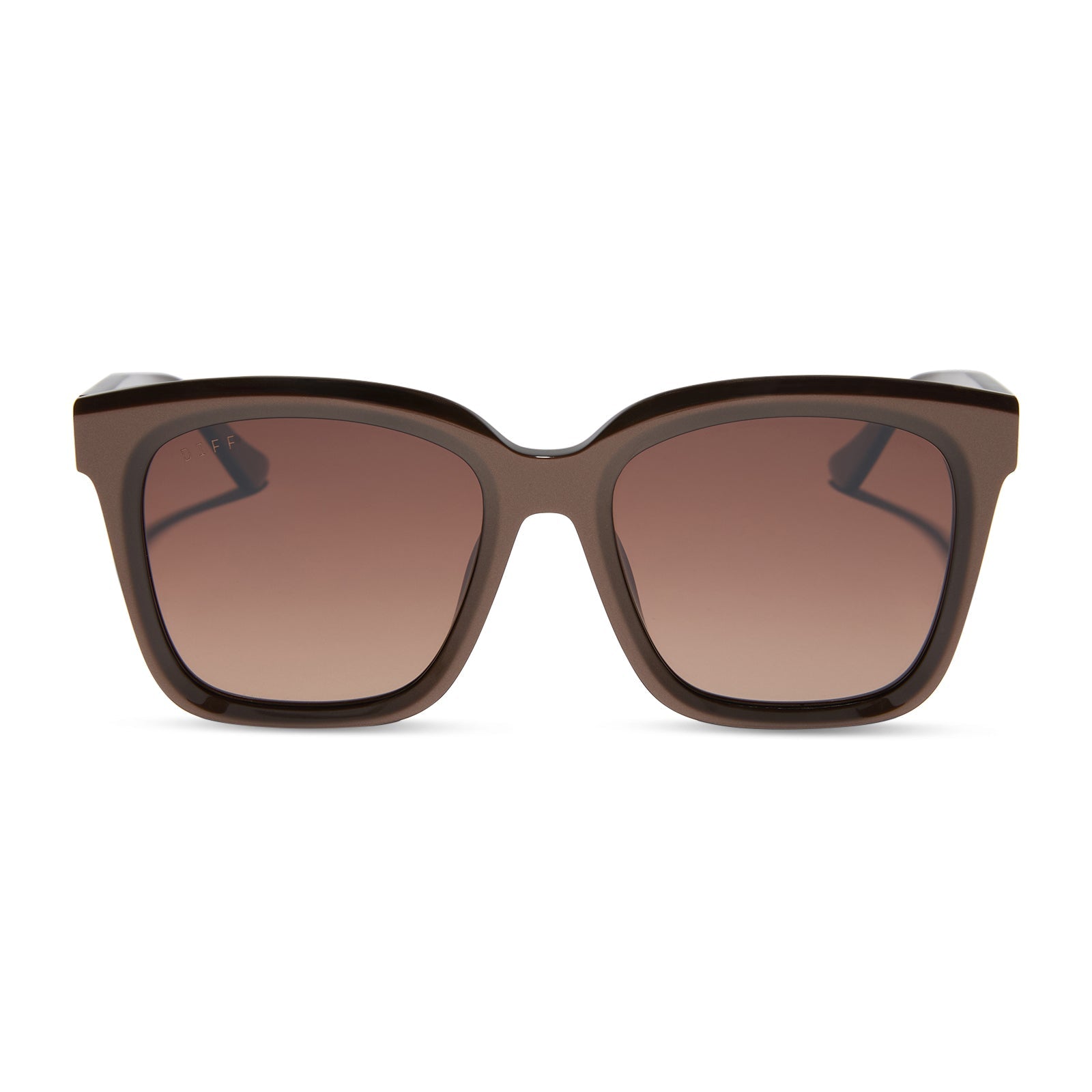 diff eyewear featuring the meredith square sunglasses with a moscow mule frame and brown gradient gold flash polarized lenses front view