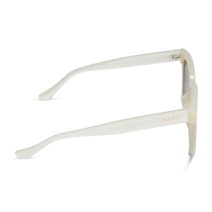 diff eyewear wholesale meredith square sunglasses with a opaline cream frame and grey gradient lenses side view