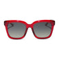 diff eyewear featuring the meredith square sunglasses with a red hot summer frame and grey gradient polarized lenses front view