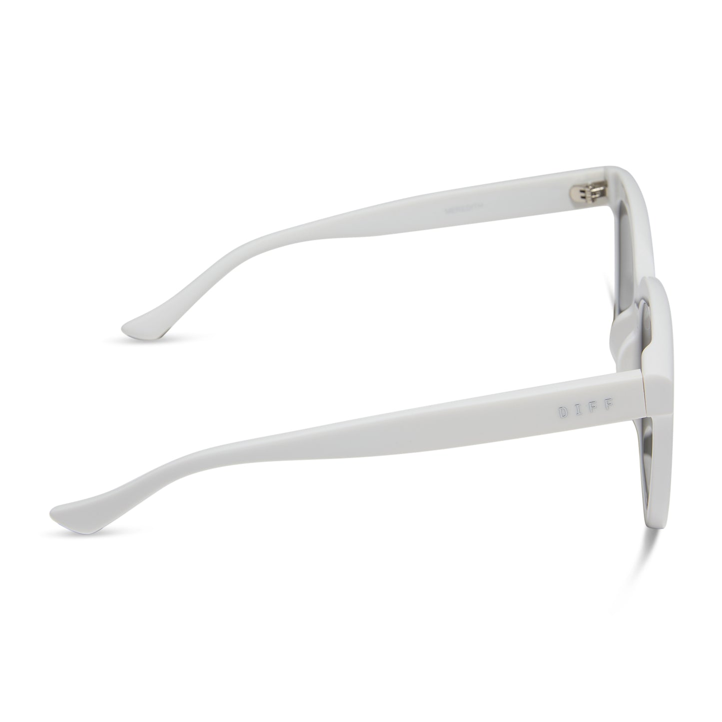 diff eyewear meredith square sunglasses with a white snowbound frame and grey gradient polarized lenses side view