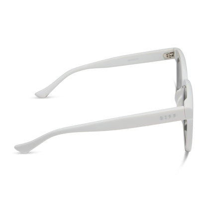 diff eyewear meredith square sunglasses with a white snowbound frame and grey gradient polarized lenses side view