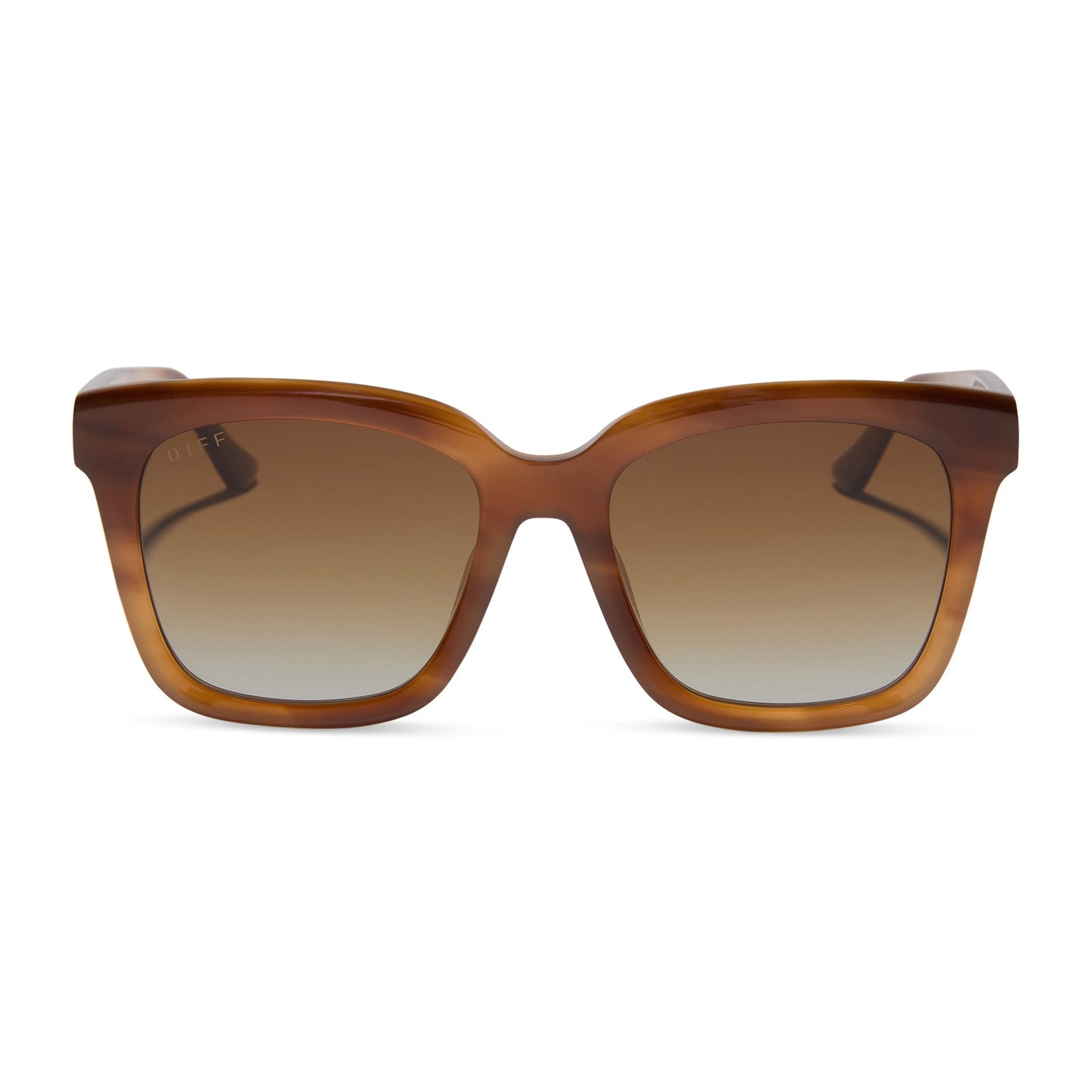 diff eyewear featuring the meredith square sunglasses with a tawny brown tortoise frame and brown gradient polarized lenses front view