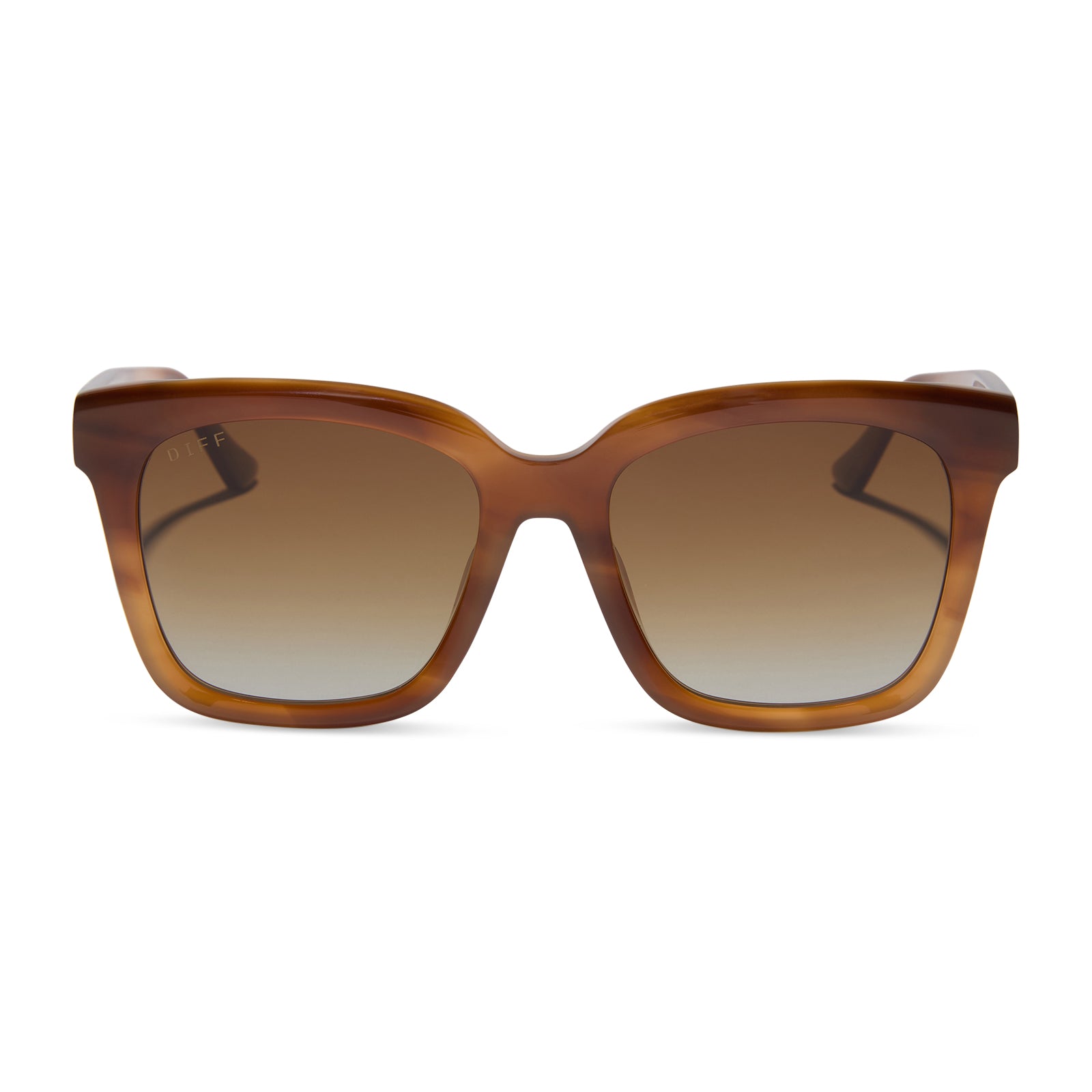 diff eyewear featuring the meredith square sunglasses with a tawny brown tortoise frame and brown gradient polarized lenses front view