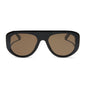diff eyewear featuring the morgan shield sunglasses with a black frame and brown polarized lenses front view