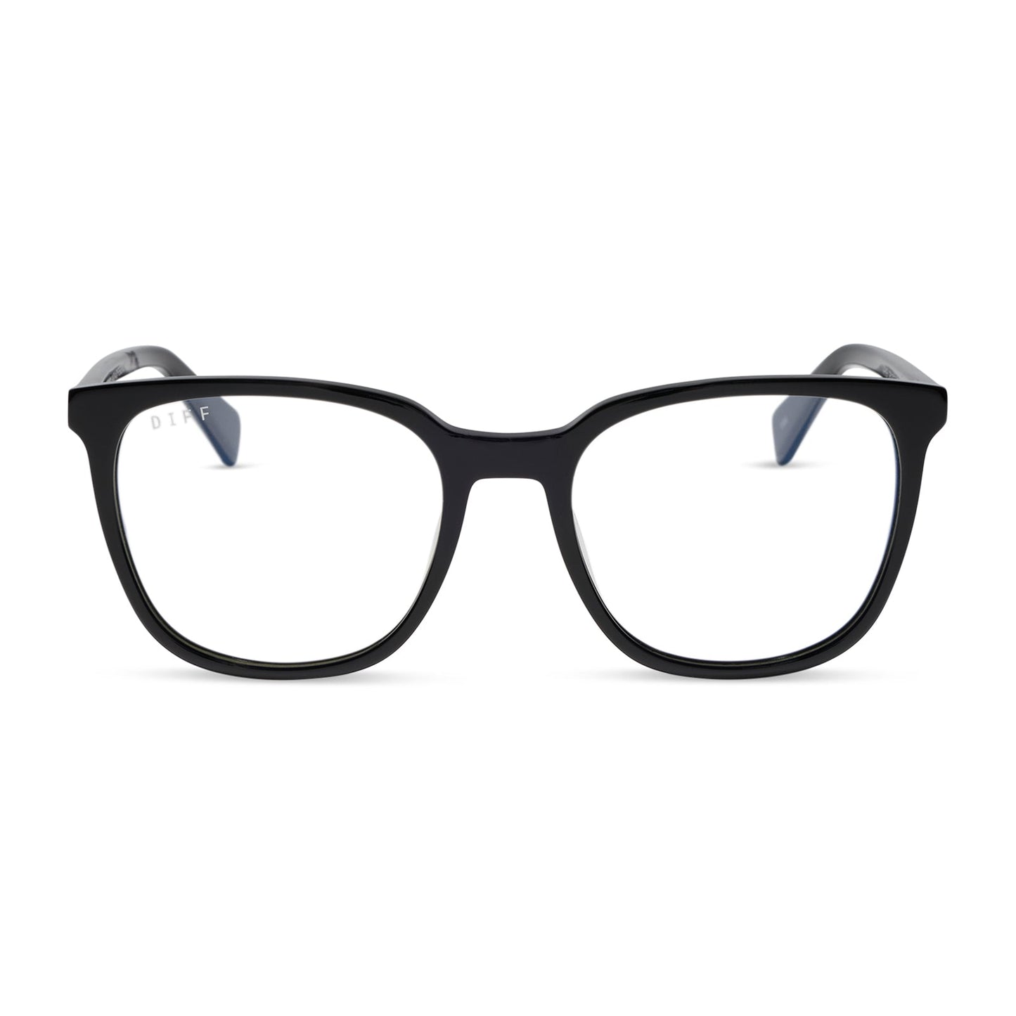 diff eyewear featuring the parker square blue light technology glasses with a black frame front view