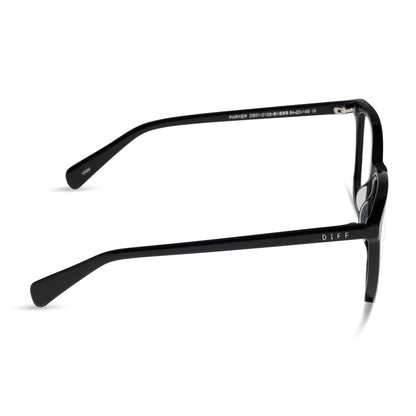 diff eyewear featuring the parker square blue light technology glasses with a black frame side view