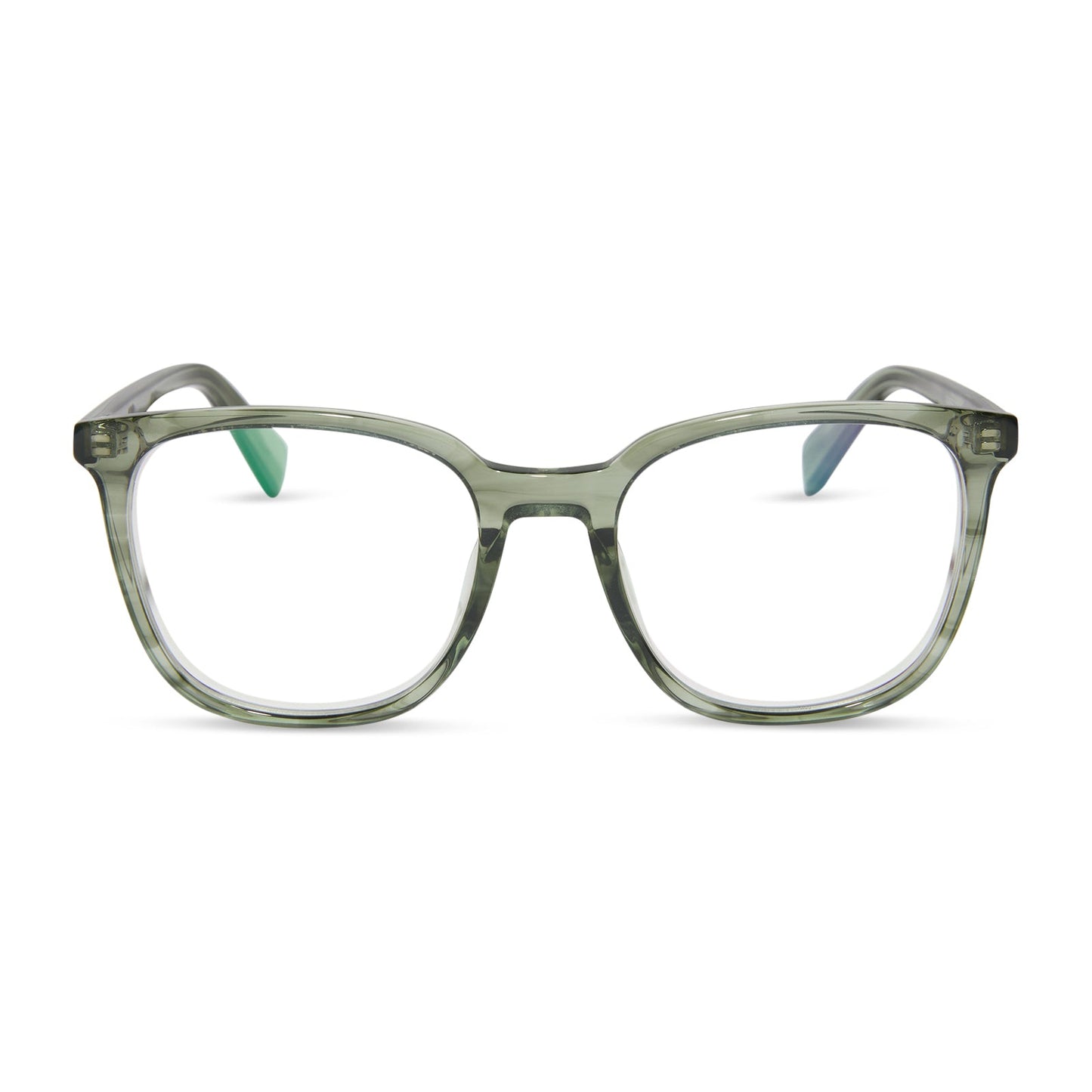 diff eyewear featuring the parker square prescription glasses with a cool matcha green frame and prescription lenses front view