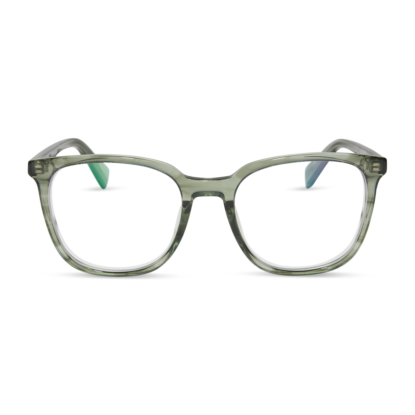 diff eyewear featuring the parker square prescription glasses with a cool matcha green frame and prescription lenses front view