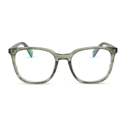 diff eyewear featuring the parker square prescription glasses with a cool matcha green frame and prescription lenses front view