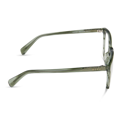 diff eyewear featuring the parker square prescription glasses with a cool matcha green frame and prescription lenses side view