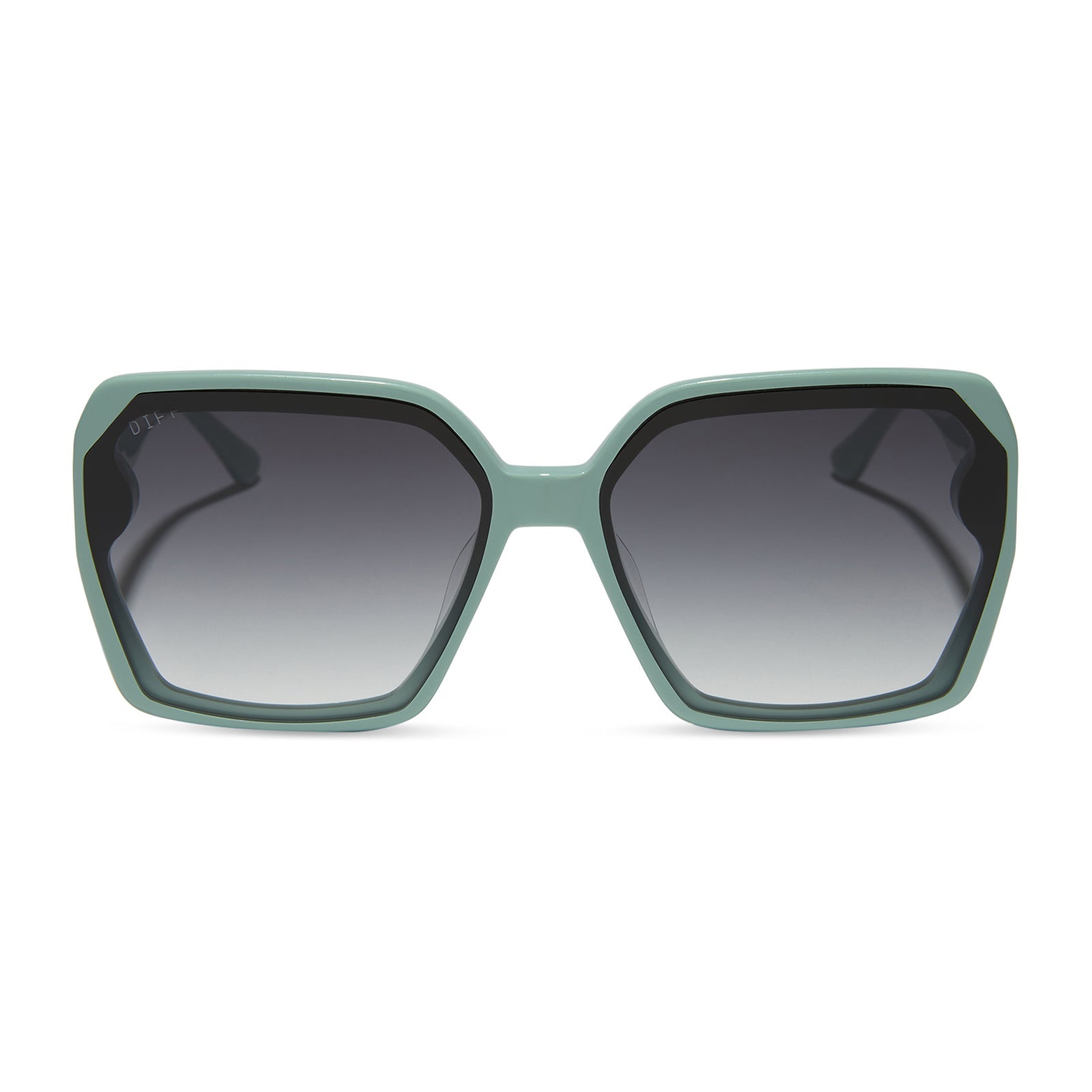diff eyewear featuring the presley square sunglasses with a steel teal frame and grey gradient lenses front view