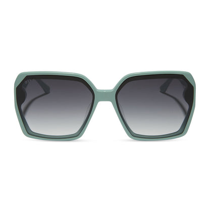 diff eyewear featuring the presley square sunglasses with a steel teal frame and grey gradient lenses front view