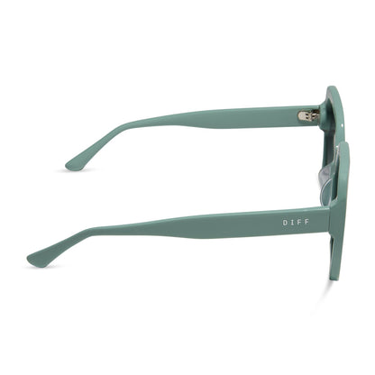 diff eyewear featuring the presley square sunglasses with a steel teal frame and grey gradient lenses side view