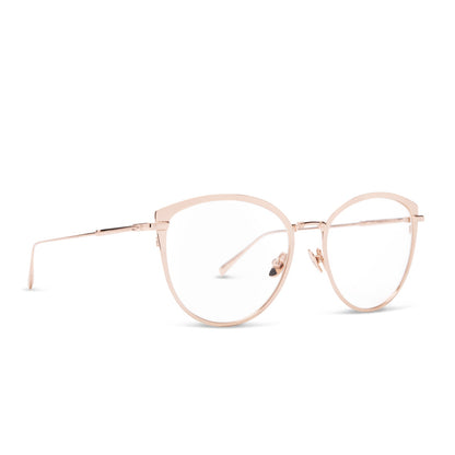 diff eyewear star wars princess leia cat eye glasses with a alderaan gold metal frame and prescription lenses angled view