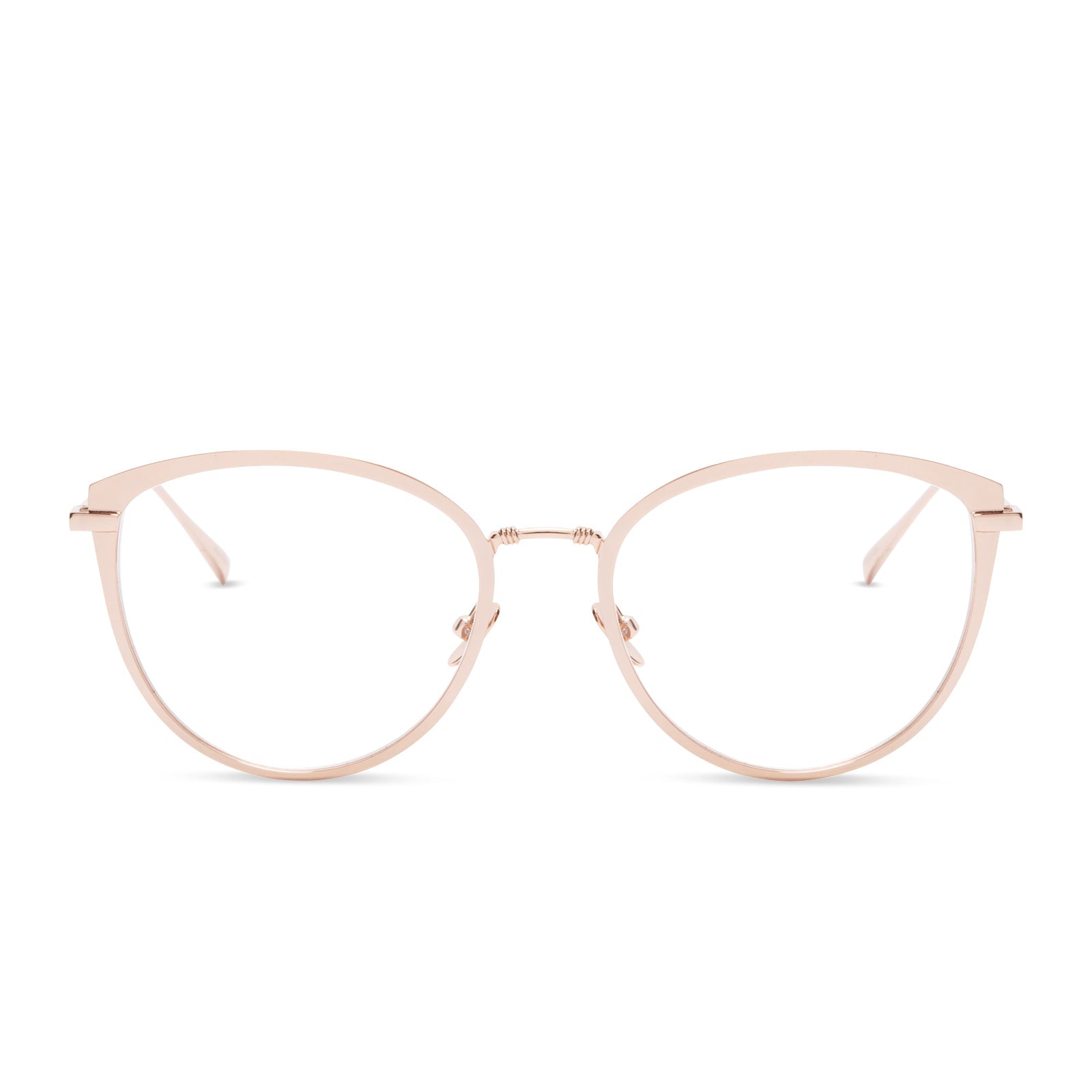 diff eyewear star wars princess leia cat eye glasses with a alderaan gold metal frame and prescription lenses front view