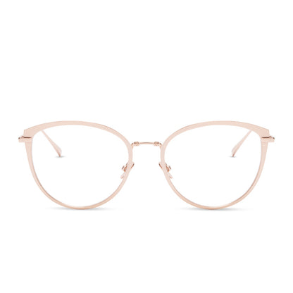 diff eyewear star wars princess leia cat eye glasses with a alderaan gold metal frame and prescription lenses front view