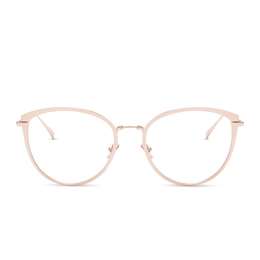 diff eyewear star wars princess leia cat eye glasses with a alderaan gold metal frame and prescription lenses front view