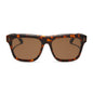 diff eyewear sammy square sunglasses with a rich tortoise matte acetate frame and brown polarized lenses front view