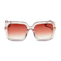 diff eyewear sandra square sunglasses with a light pink crystal frame and peach dusk gradient lenses front view