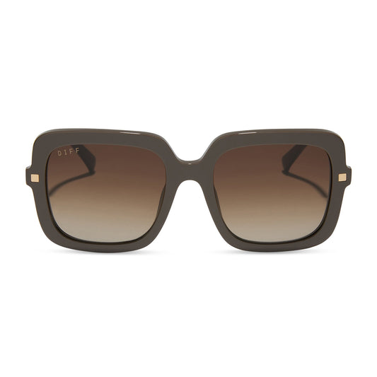 diff eyewear featuring the sandra square sunglasses with a london stone frame and truffle gradient lenses front view