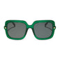 diff eyewear sandra square oversized sunglasses with a palm green crystal acetate frame and grey lenses front view