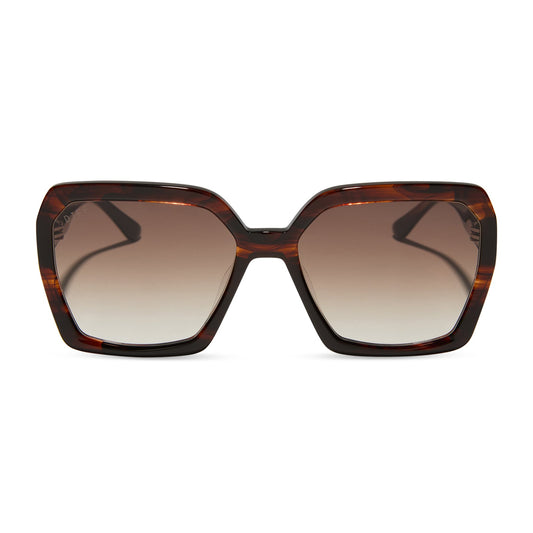 diff eyewear featuring the sloane square sunglasses with a sequoia tortoise frame and brown gradient lenses front view