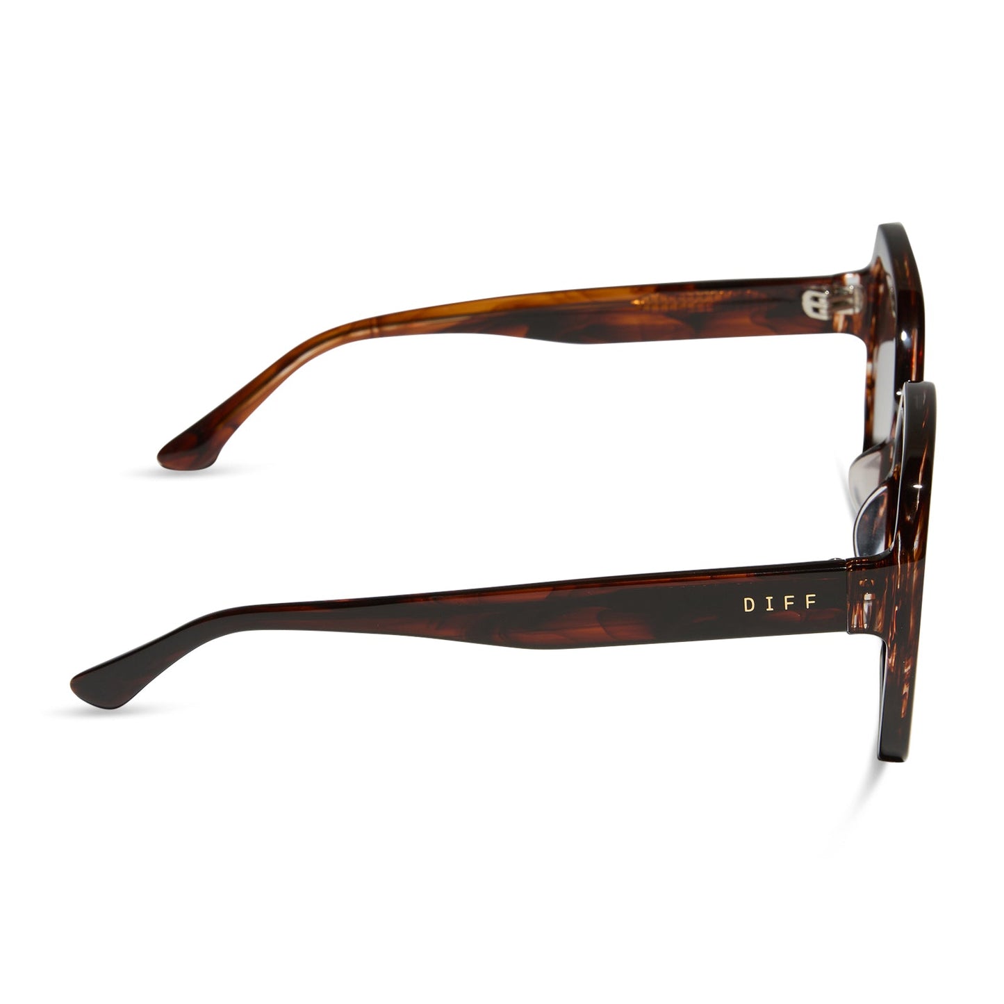 diff eyewear featuring the sloane square sunglasses with a sequoia tortoise frame and brown gradient lenses side view