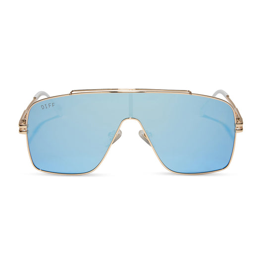 diff eyewear star wars admiral thrawn™ sunglasses imperial gold  & blue mirror front view