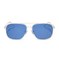 star wars x diff eyewear featuring the blue squadron rebel pilot navigator sunglasses with a white metal frame and blue mirror lenses front view