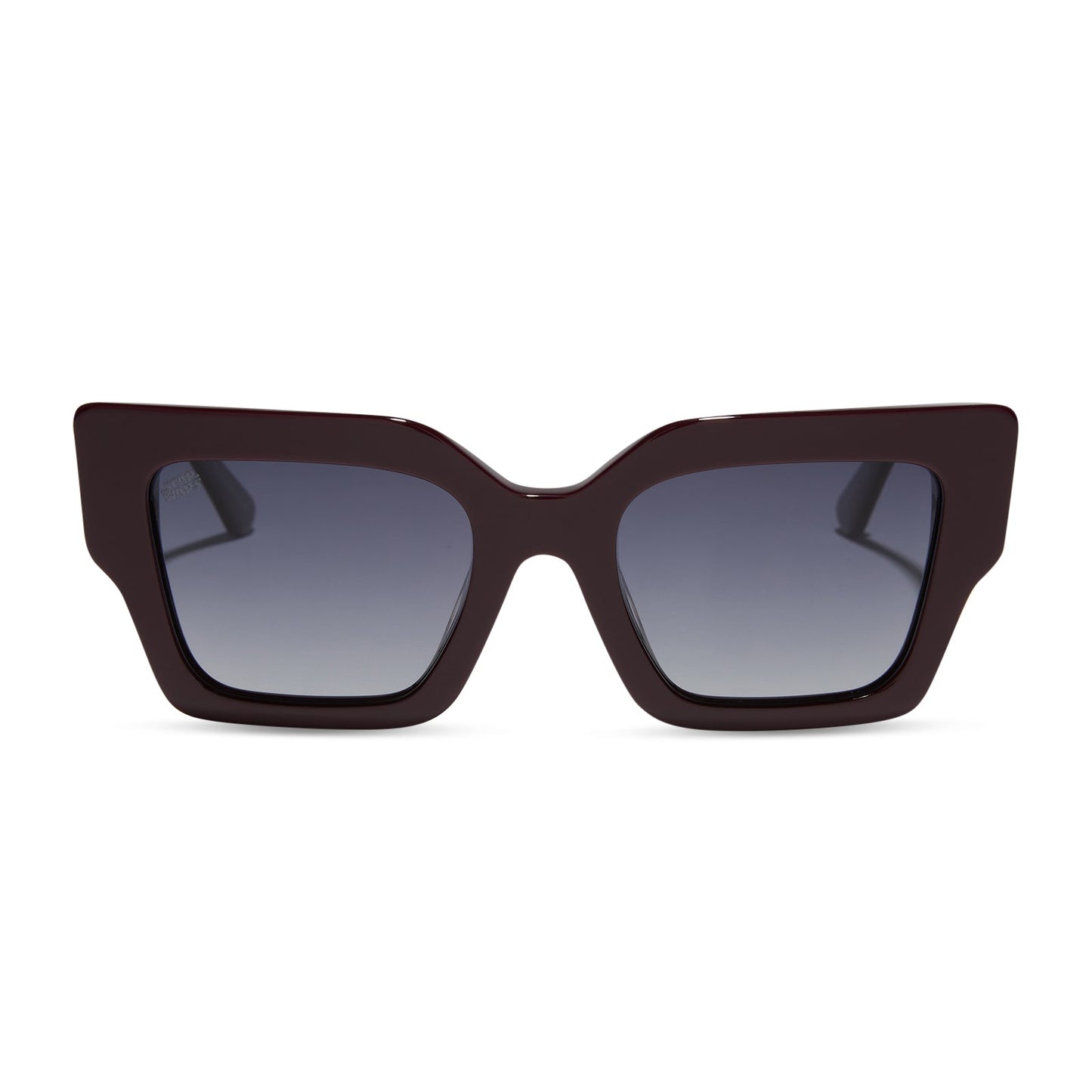 star wars x diff eyewear featuring the general leia™ square sunglasses with a aubergine purple frame and grey gradient polarized lenses front view