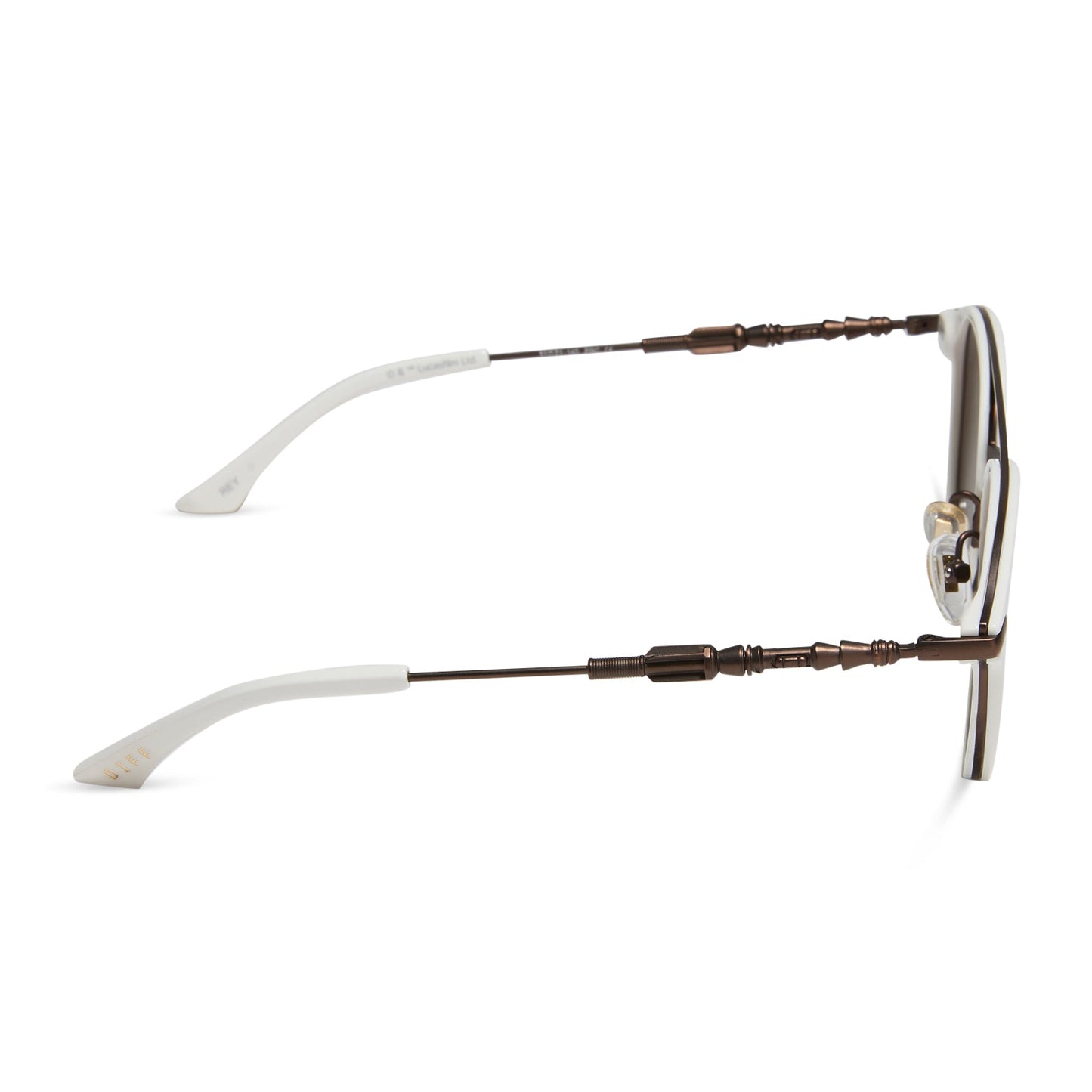 star wars x diff eyewear featuring the rey™ round sunglasses with a off white + bronze frame and brown gradient polarized lenses side view
